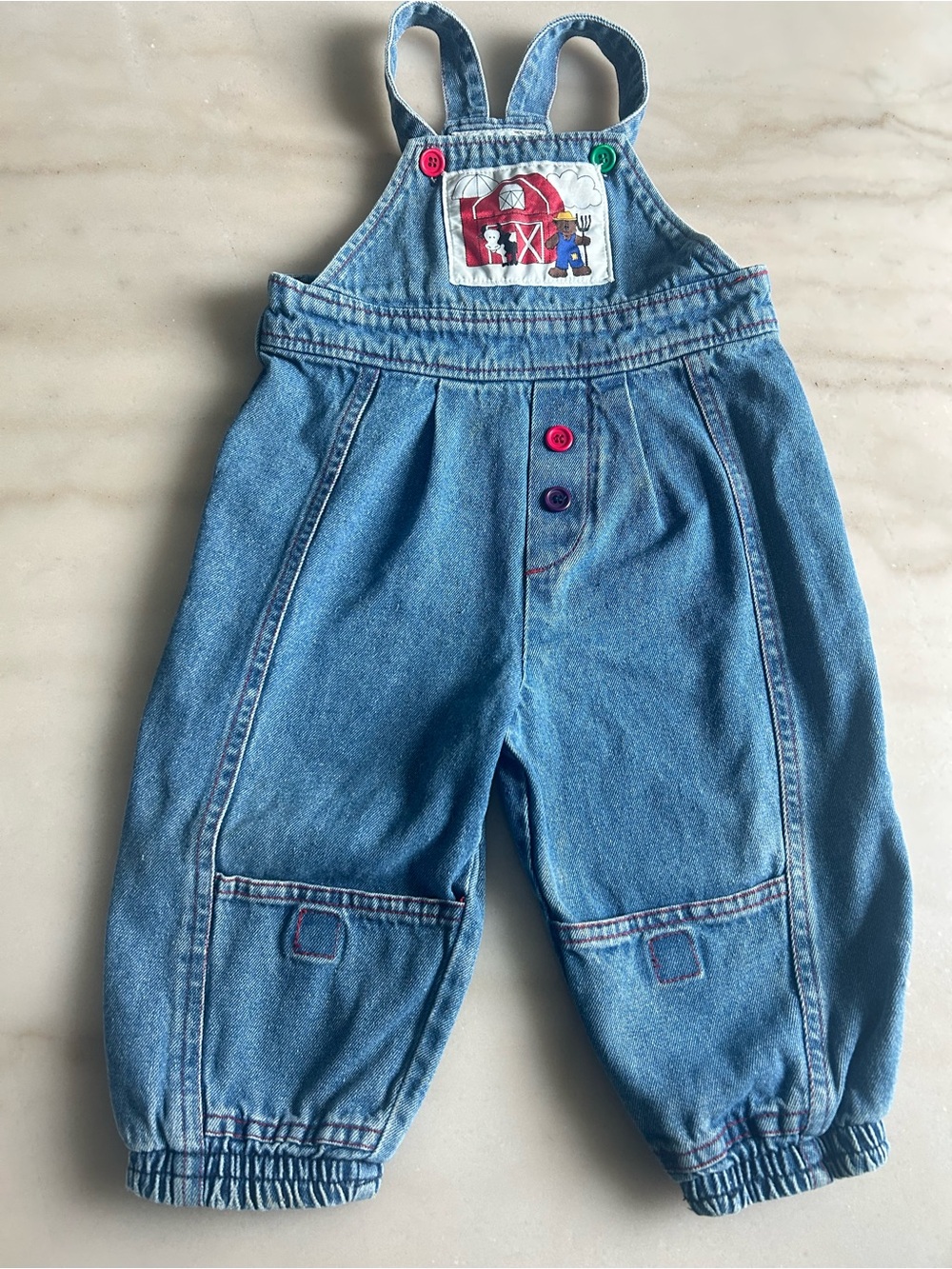 Vtg Christopher Rand Toddler Farm Denim Overalls 2T